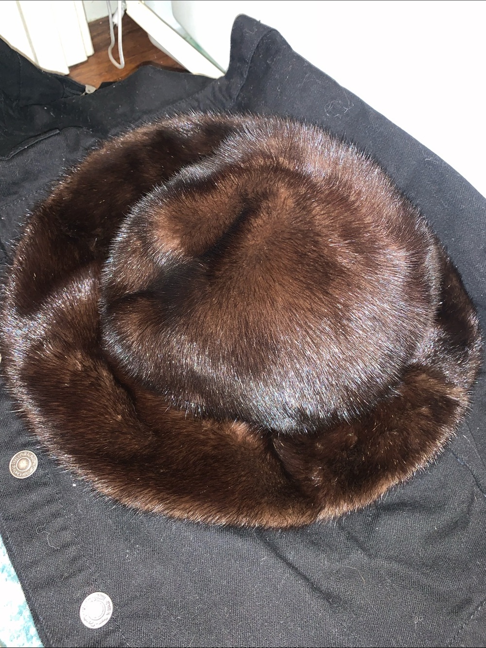 Adolfo Brown Fur Bucket Hat
